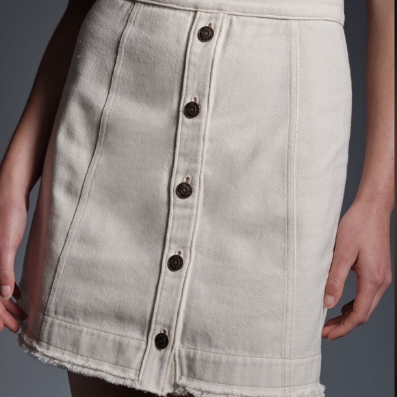 Anthropologie Denim Cream Skirt & Cotton Tee Open Back Two-fer Mini Dress-Size 6 - Picture 4 of 12